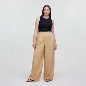 NWT Madewell The Petite Harlow Wide-Leg Linen Blend Pant in Desert Dune